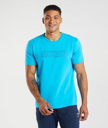 T Shirts Męskie Gymshark Block Ciemny Szare Niebieskie | PL 3795DFM